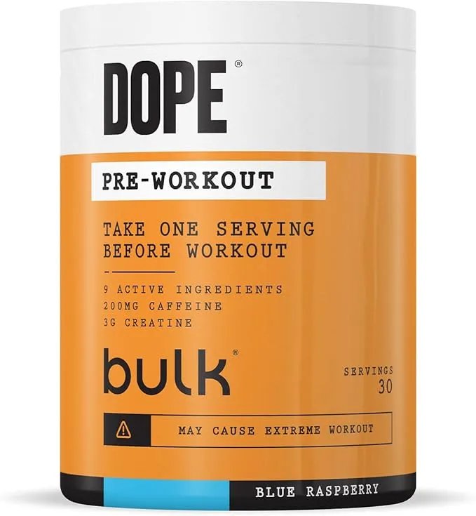 BULK Dope Pre‑Workout – raspberry flavour (creatine & citrulline)