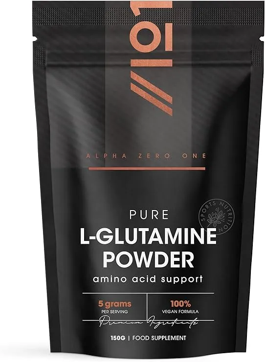 Alpha01 L‑Glutamine Powder 150 g (Vegan Fermented)